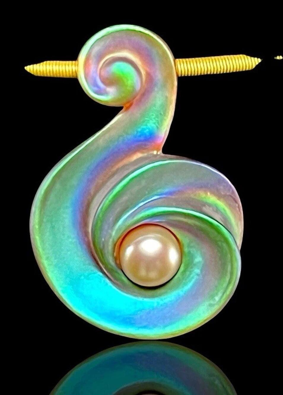 Happiness Pâte De Verré Lavender Glass Grey Pearl Pendant by Gregory Burgard New